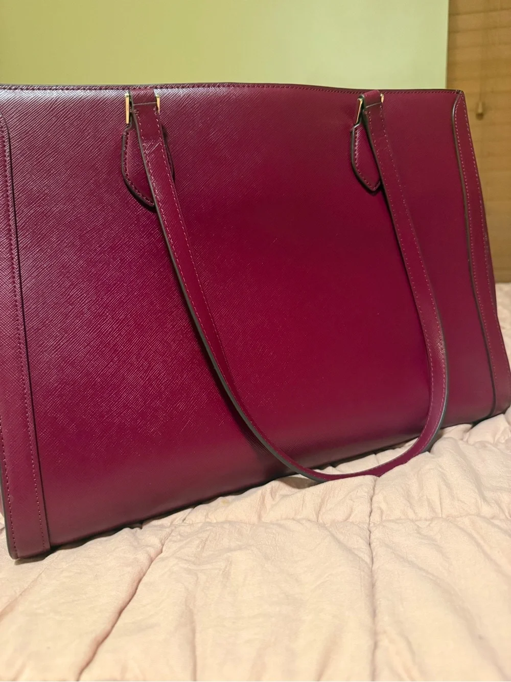 kate spade Magenta Structured Saffiano Leather Tote